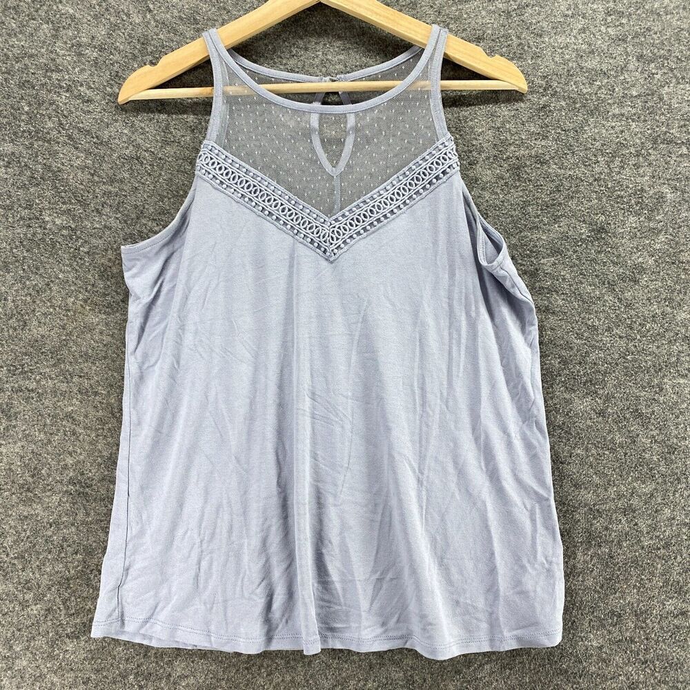 Maurices Blouse Women M Medium Blue Sleeveless Spaghetti Strap Hook & Eye Rayon